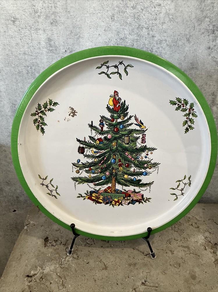 Vintage Spode Christmas Tree Tin Serving Tray