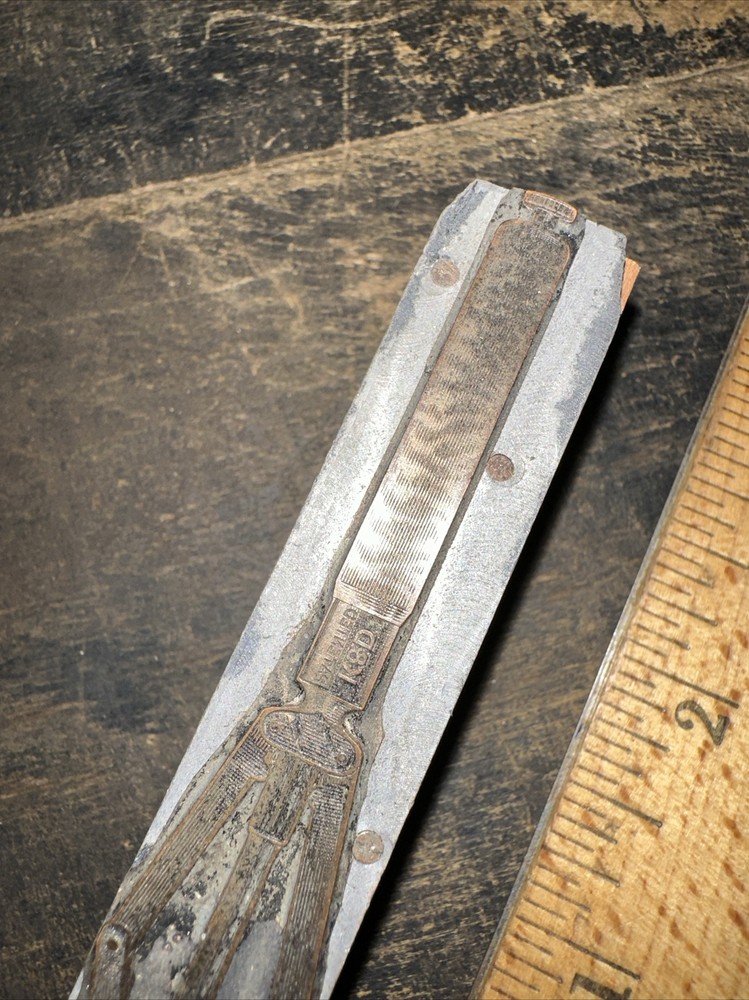 Printing Block “ K & D Tool Co. Hand Tool “ Copper Face, Nice Details.