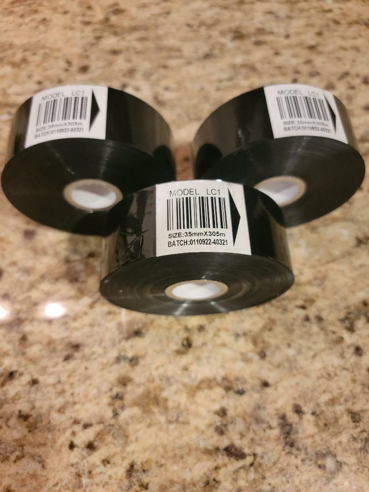 3 Rolls Hot Stamp Black Transfer Ribbon 35m W x 305m L for Date Coder Printer 