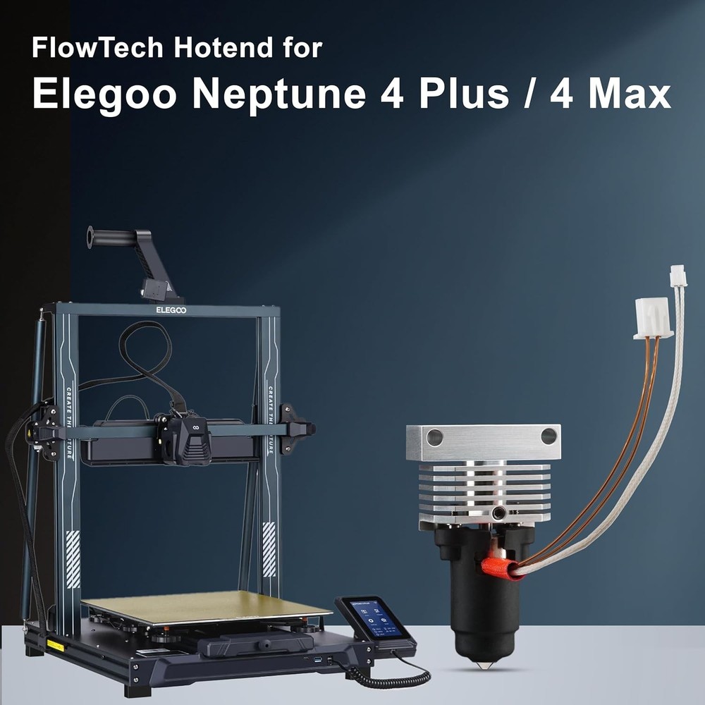 FlowTech Hotend for Elegoo Neptune 4 Plus / 4 Max - Leakproof Nozzle - Cold N...