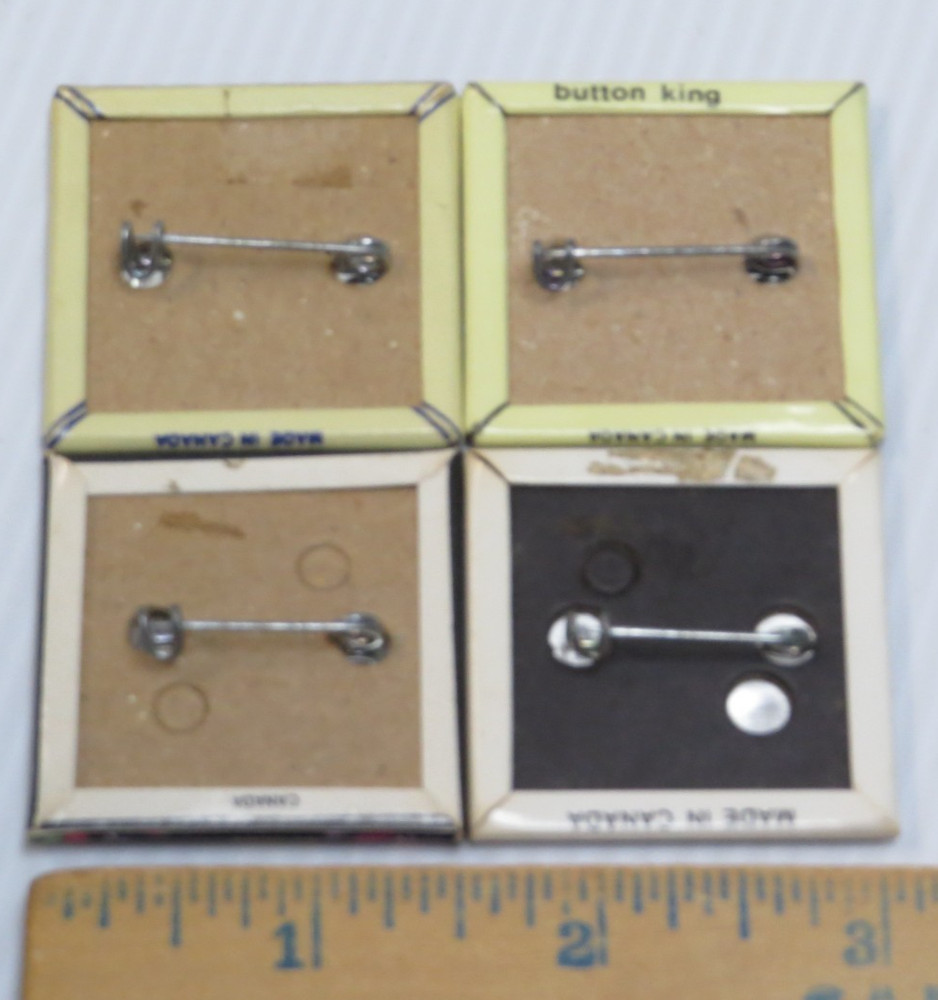 KISS VINTAGE 1980's SQUARE BUTTONS FROM CANADA - LOT OF 4 GROUP SET #22