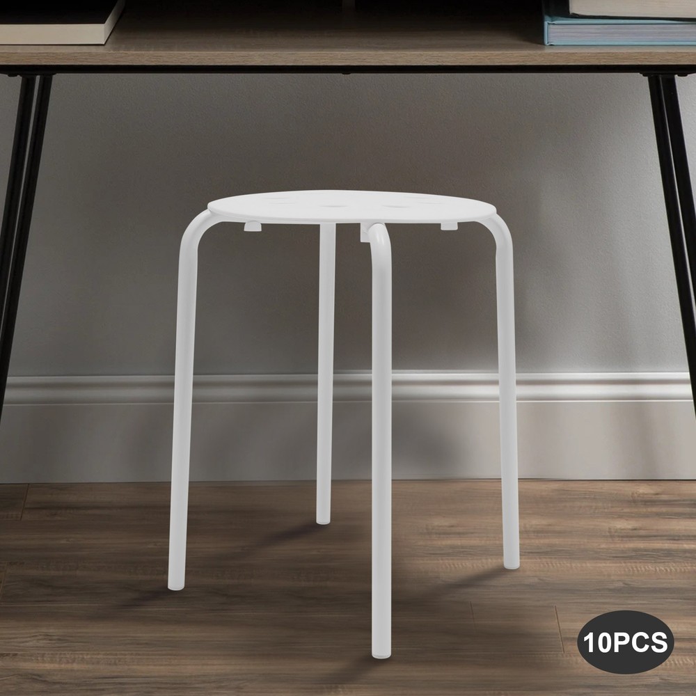 10 Pack Stacking Stools - Versatile Plastic Seating for Home, Office & Garden