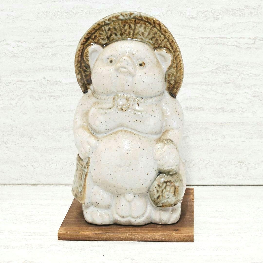 Shigaraki White Tanuki Statue Vintage Style Home Decor