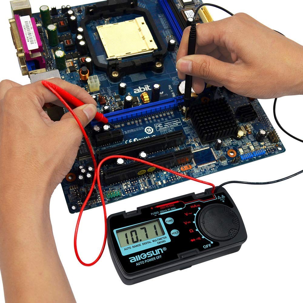 ALLOSUN Pocket Size Compact Digital Multimeter Auto Range Multi Small, Black