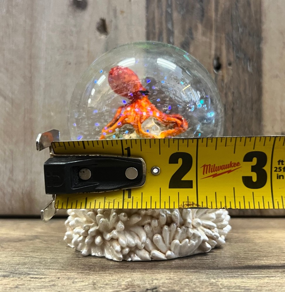 Octopus Red Snow Globe 3" x 2.5"