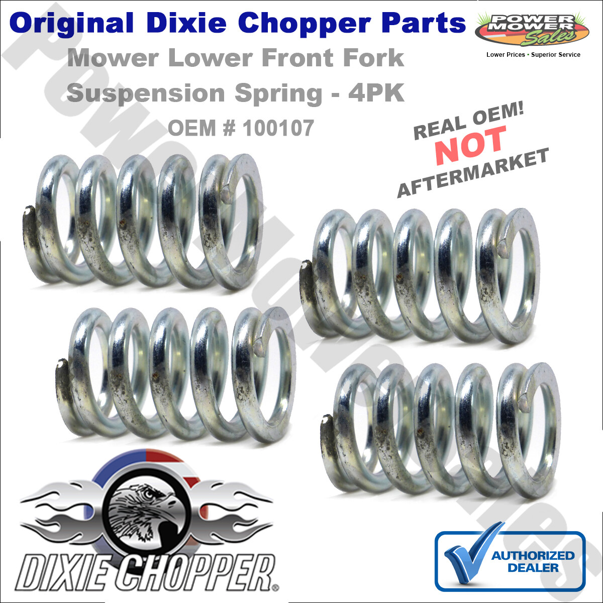 OEM Dixie Chopper Mower Lower Front Fork Suspension Spring - 4 Pack / 100107