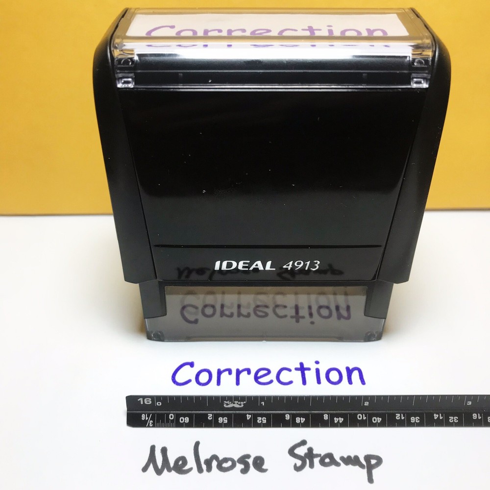 Correction Rubber Stamp Purple Ink Self Inking Ideal 4913