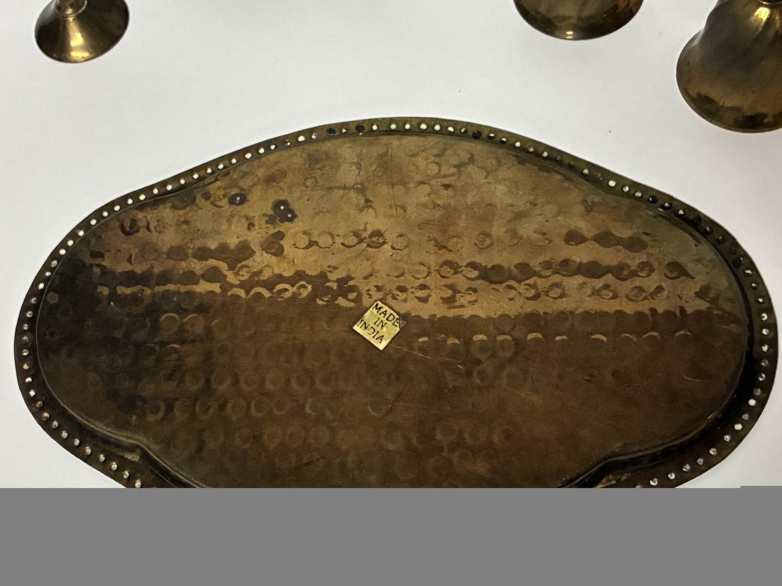 Vintage Brass Cordial Goblets Set of 6 with Hammered Tray Made in India