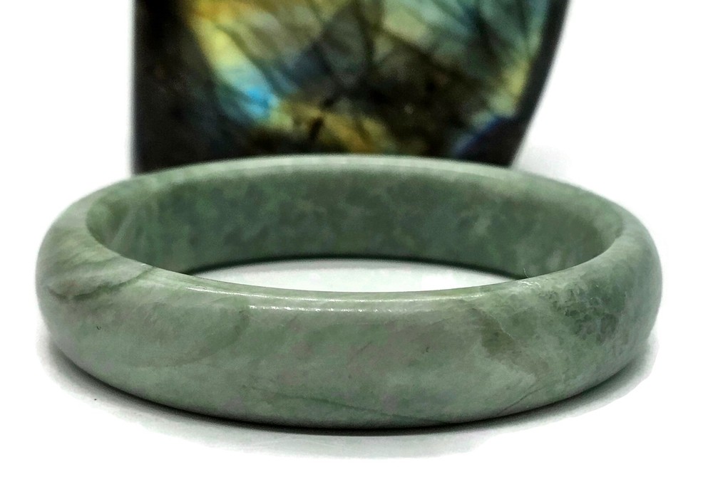Solid Jade Bangle, 58mm Diameter, Green Nephrite Jade, Protection Gem, Lucky Gem