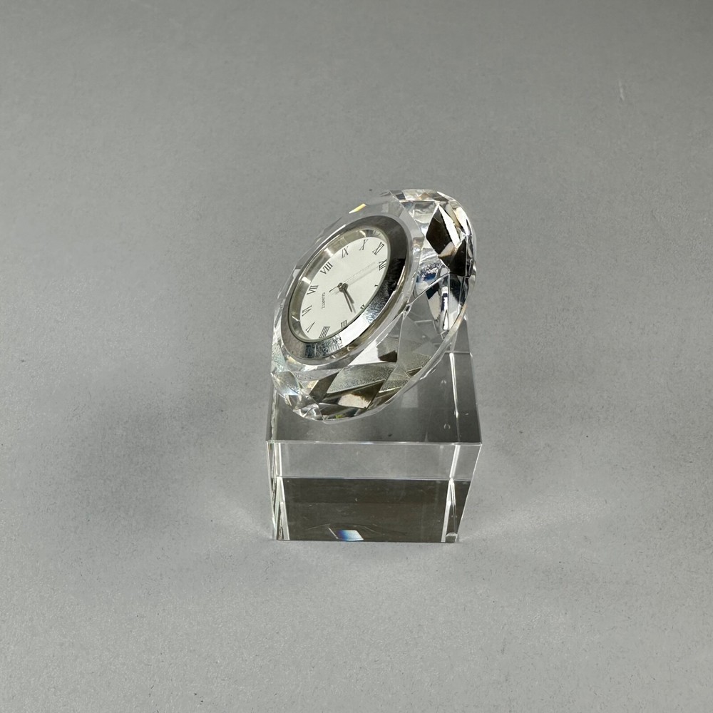 Crystal Table Clock South Korea National Intelligence Service Authentic Stopped