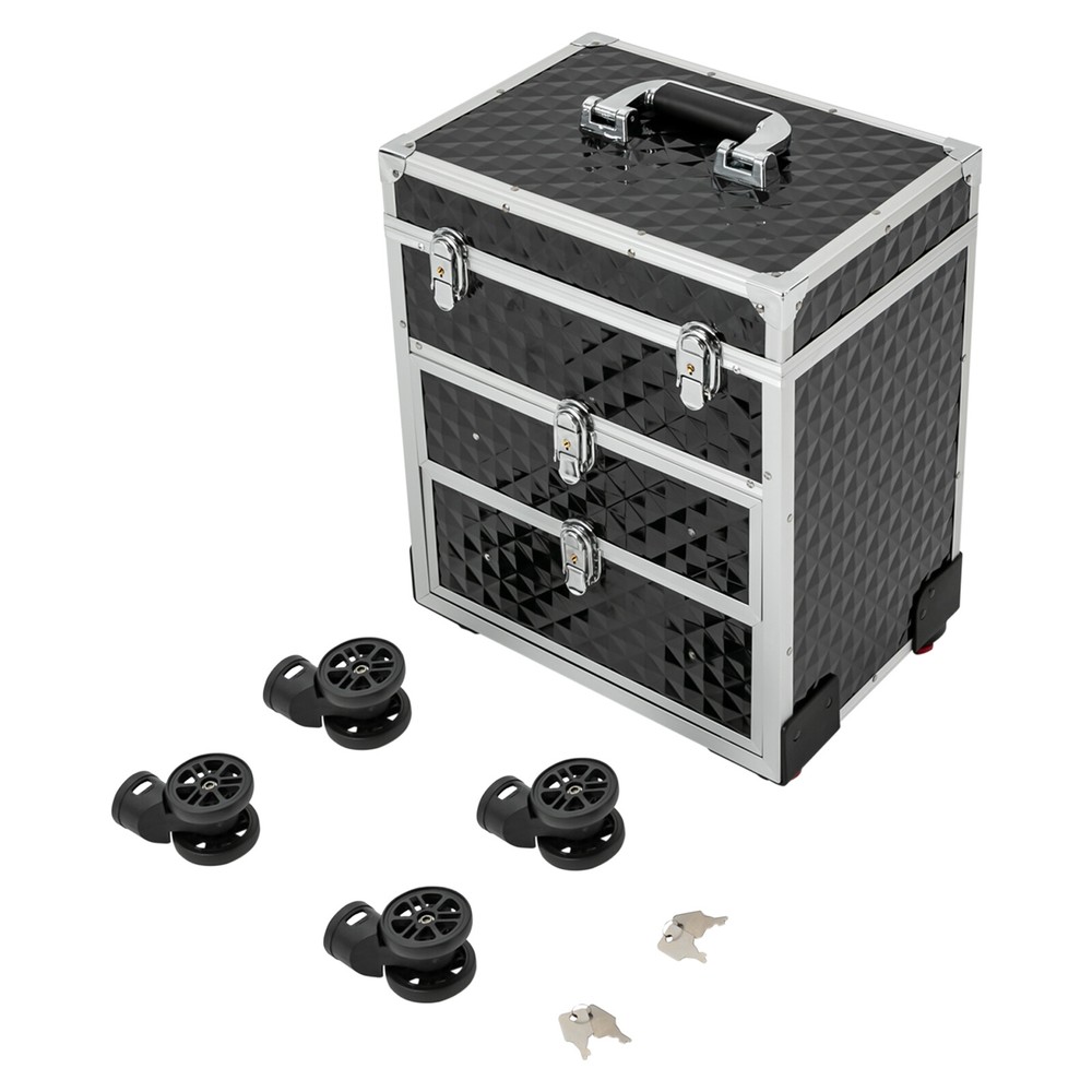 Professional Rolling Makeup Case Cosmetic Organizer with 360° Rotatable Wheels