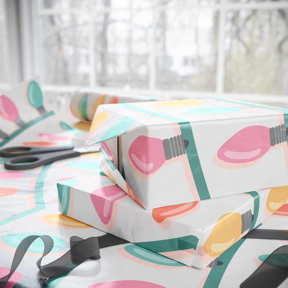 Pastel Christmas Lights Option 2 Wrapping Papers