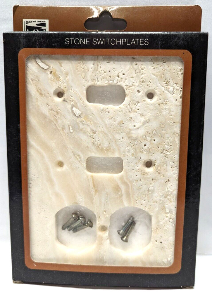 Ivory Travertine Double Toggle Single Duplex Wall Plate / Switch Plate / Cover