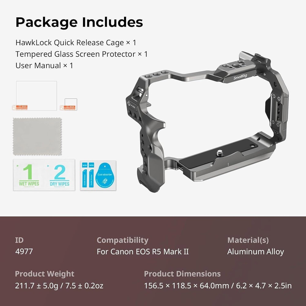 SmallRig HawkLock Quick Release Camera Cage for Canon EOS R5 Mark II 4977