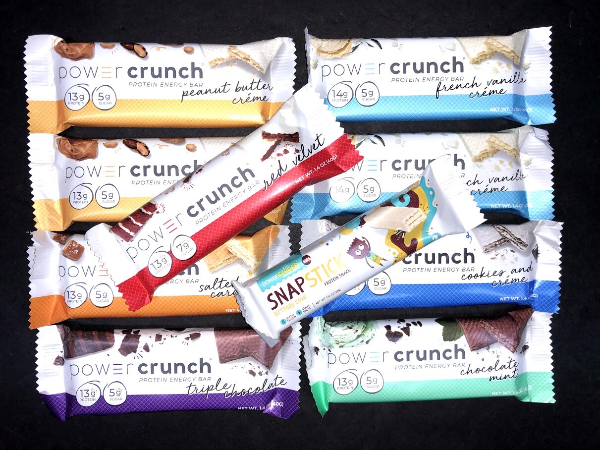 45 Assorted Flavors - Power Crunch 11-14g Protein Energy Cookie Wafer Bars