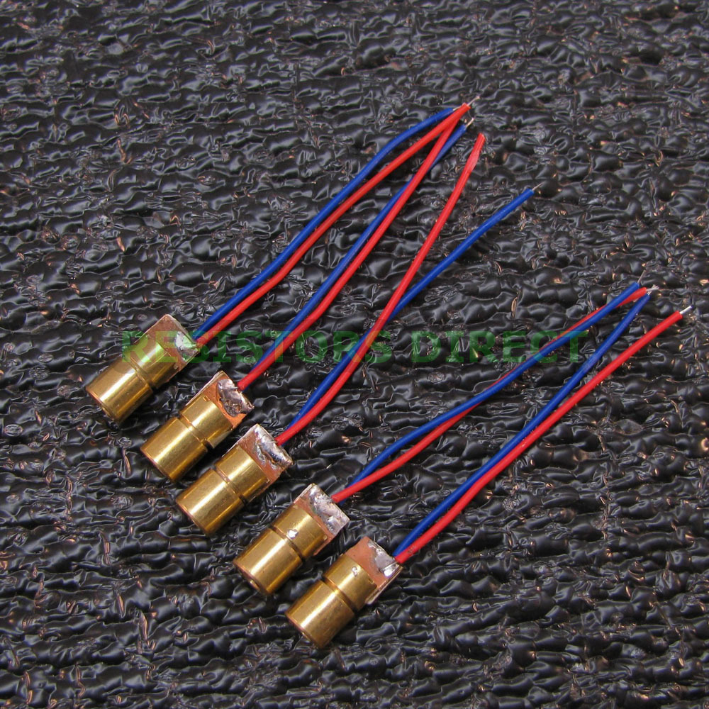5x 650nm 6mm 5V 5mW Red Laser Dot Diode Module Copper Head 5pcs T22
