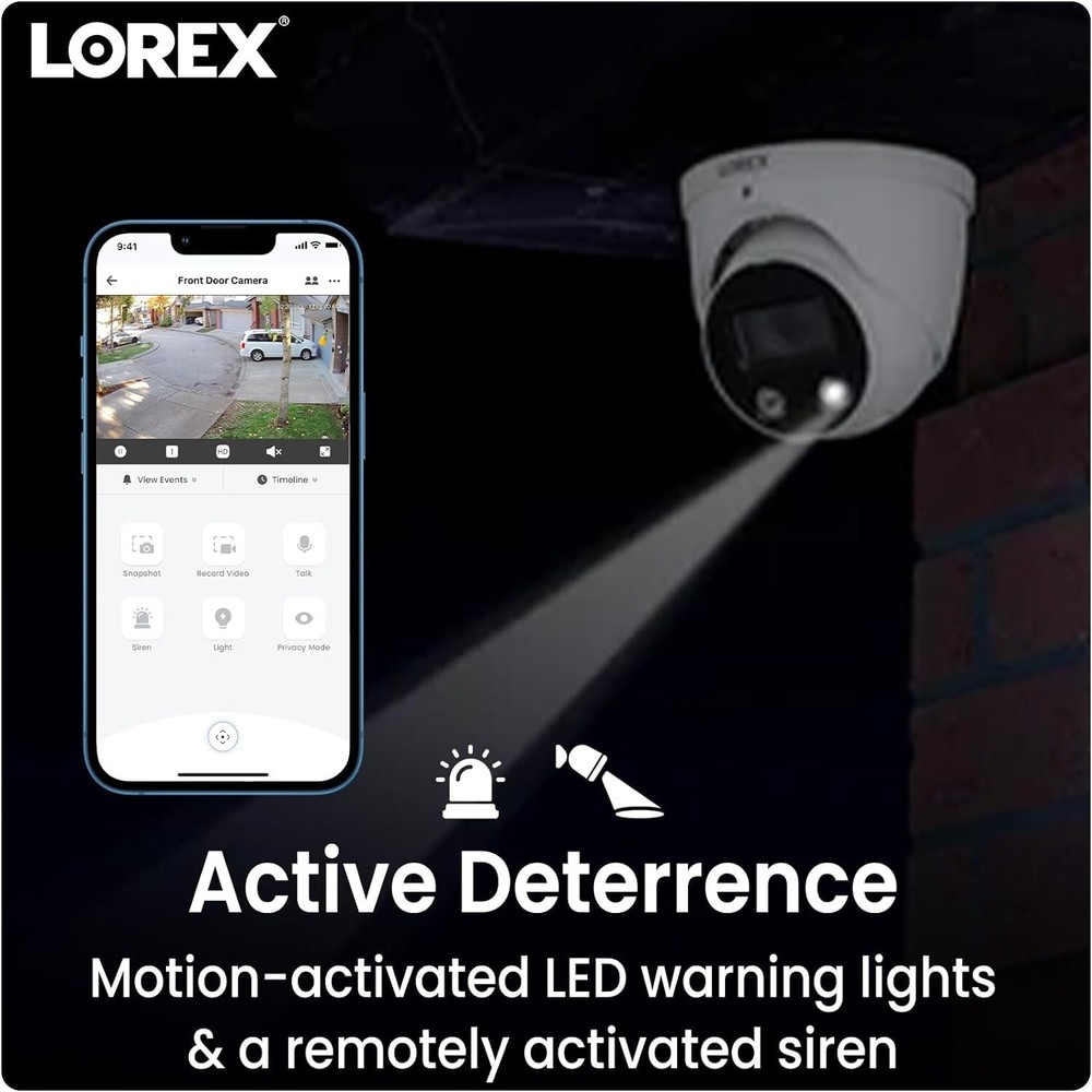 Lorex 4K Ultra HD Smart Deterrence IP Dome Camera Smart Motion Detection E893DD