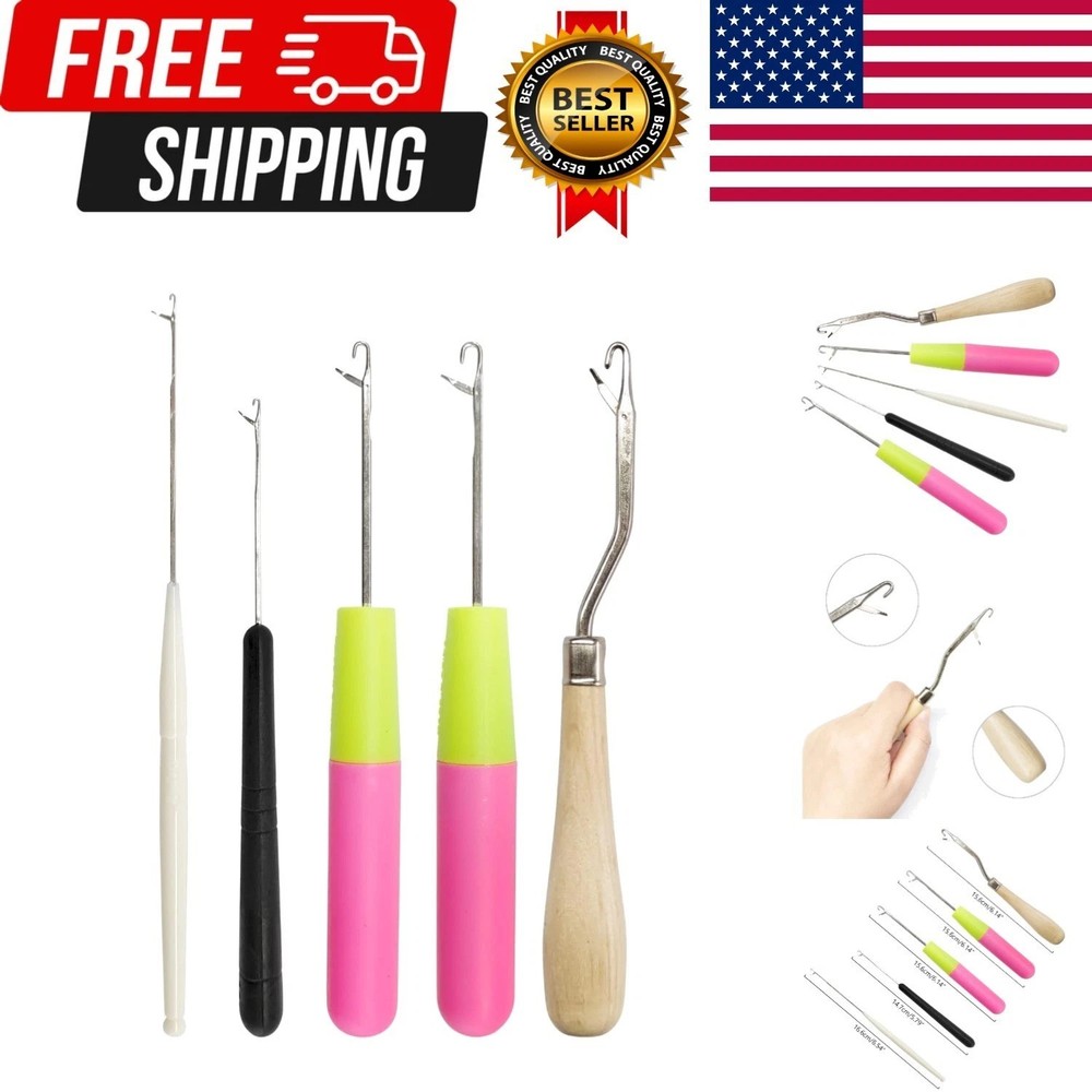 5PCS Latch Hook, Different Sizes Small Crochet Hooks Needle for Hair5PCS Latch H