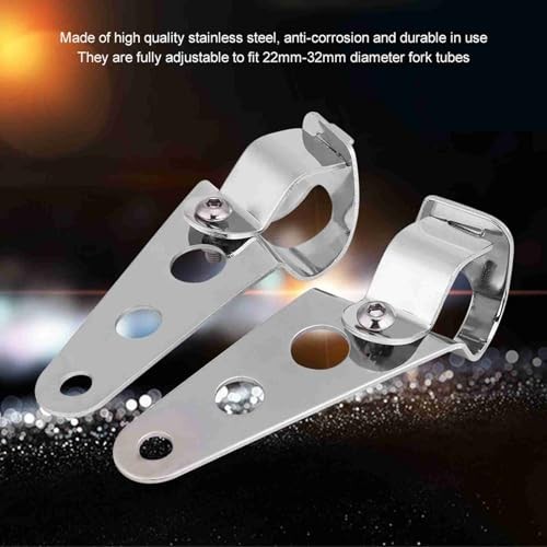 2pcs Motorcycle Headlight Mount Brackets Fork Racer 28mm-34mm Silver