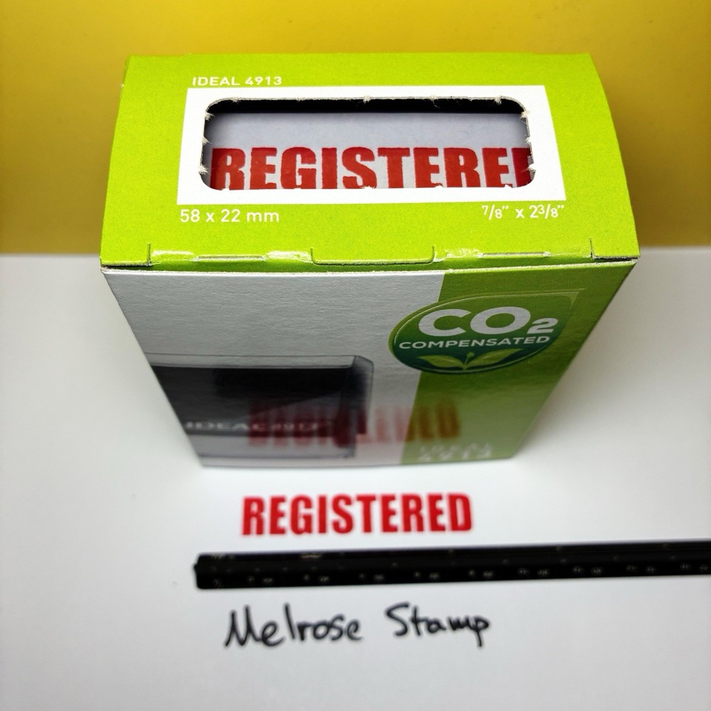 Registered Rubber Stamp Red Ink Self Inking Ideal 4913