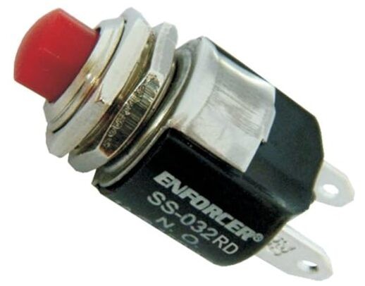 SS-032Q/RD Red Push Button with N.O. Switch, Momentary SPST Pushbutton, Fits