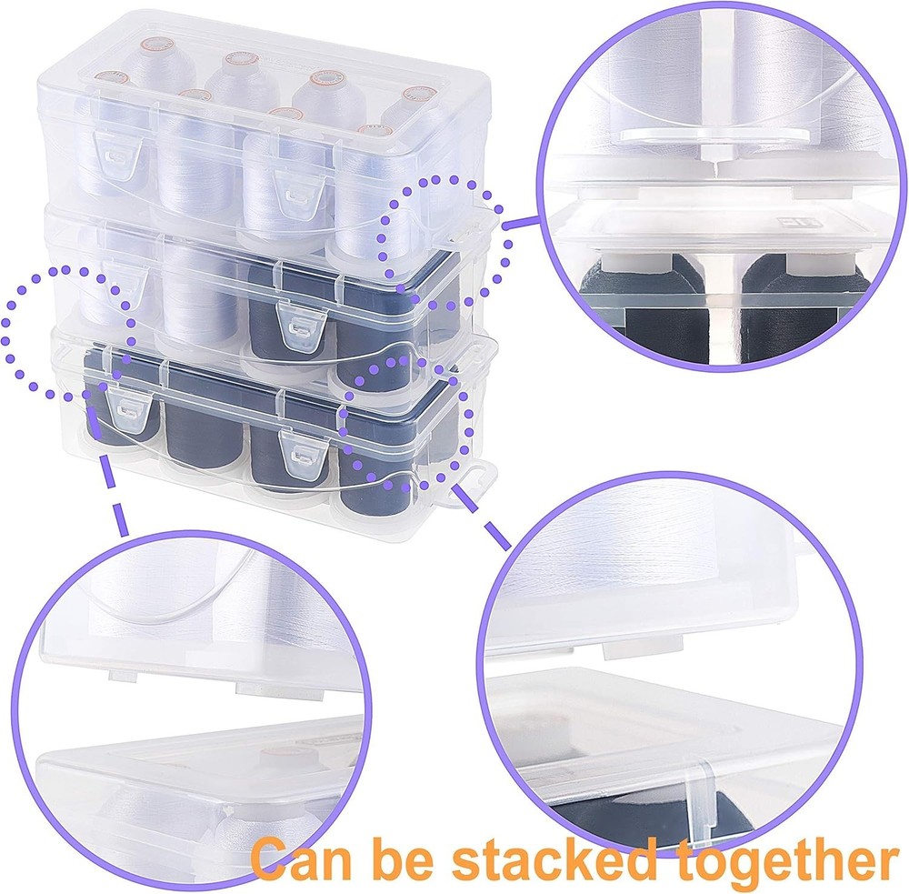 Polyester Embroidery Machine Thread 1000M Each with Clear Plastic Storage Box fo