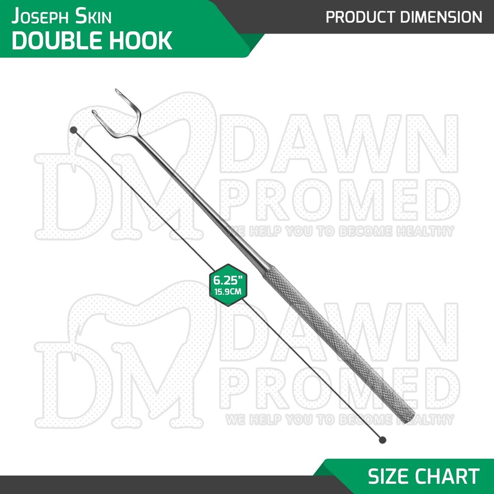 Joseph Skin Hook 12mm Double Sharp Prong 6.25" Retractor Surgical Instruments