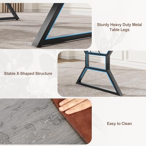 70.9 in Large Dining Room Table for 6, Rectangular Kitchen Table with Grey