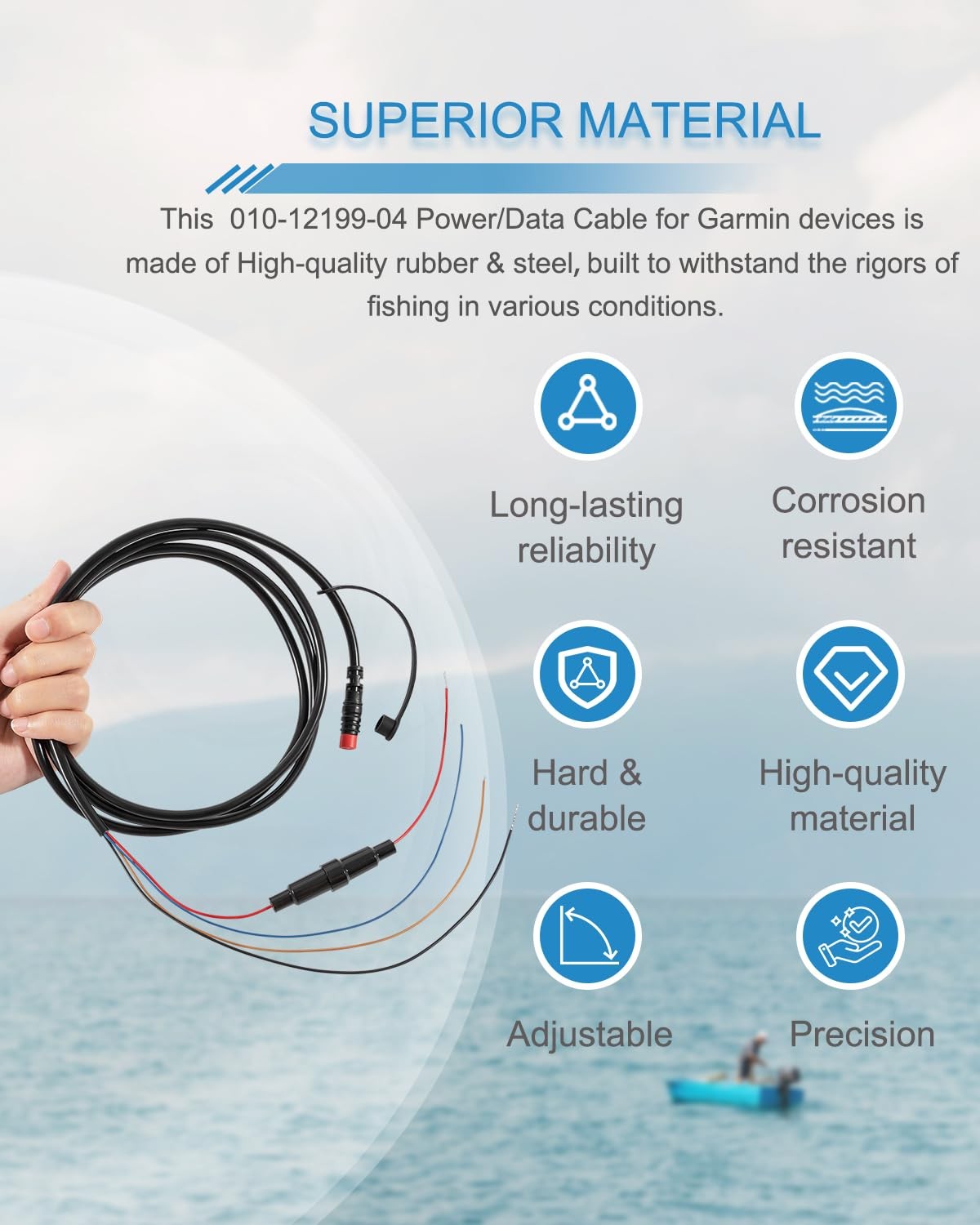 For GARMIN STRIKER 4 4cv 4dv 5cv 5dv 7cv 7dv Power/Data Cable 4-Pin 010-12199-04