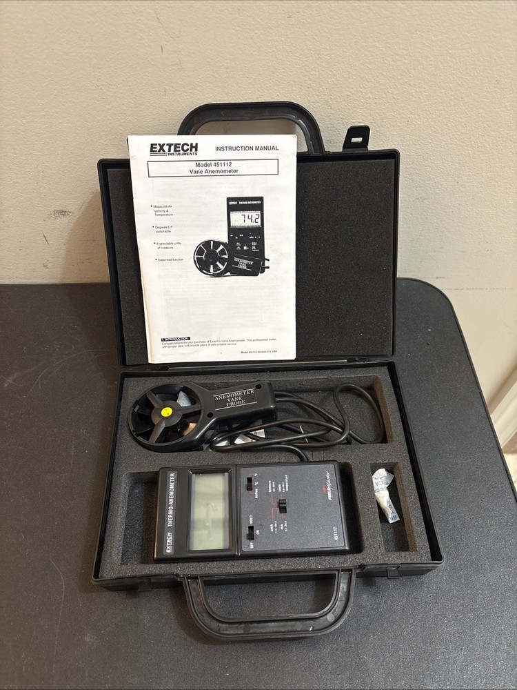 Extech Instruments Thermo-Anemometer Field Master & Vane Probe 451112 & Case