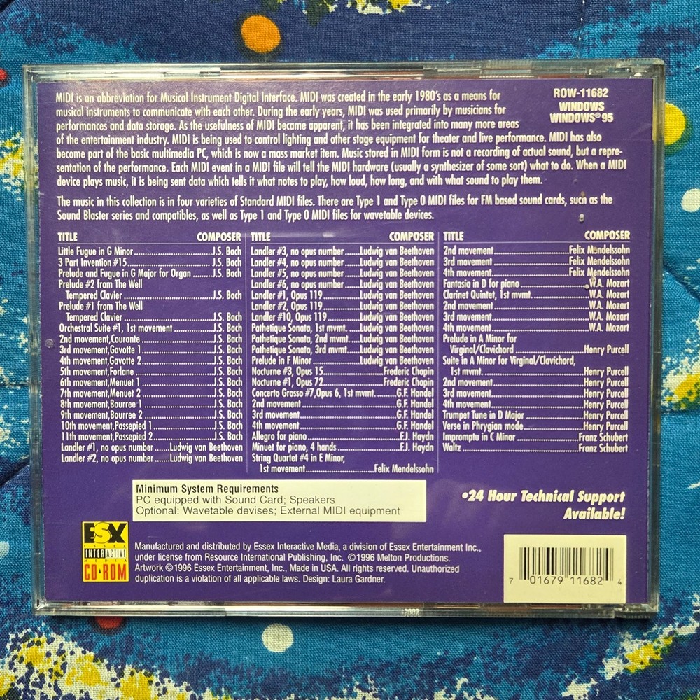 Essex Interactive MIDI Classics II CD-ROM Windows 95 PC Classical MIDI Software