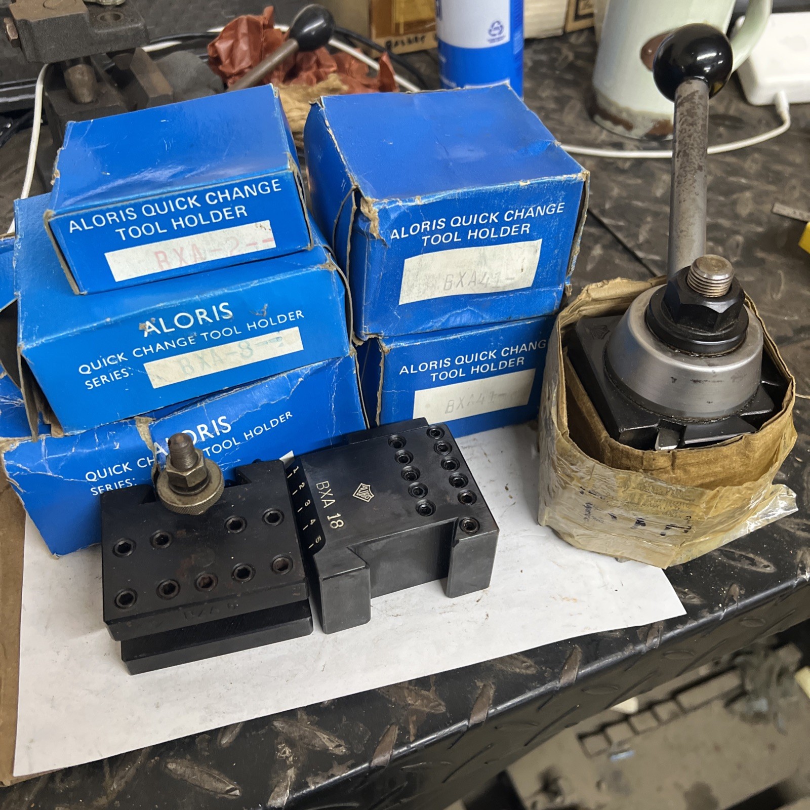 NOS Aloris BXA Quick Change Tool Post Set – 7 holders