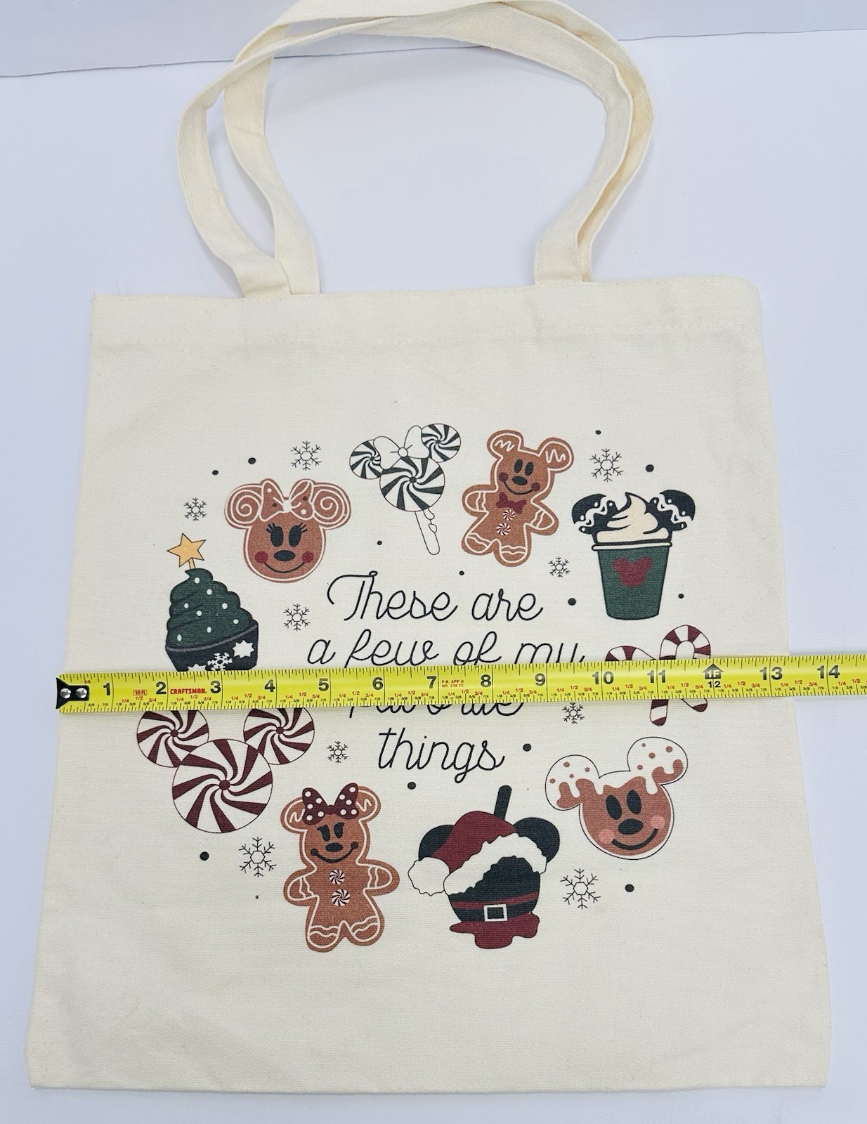 Disney Christmas These Are A Few Of My Favorite Things Mickey Canvas Tote Bag