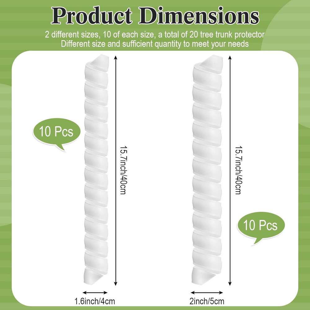 20 Pcs Tree Trunk Protector Plastic Spiral Trunk Tree Wrap Guard Bark Tube Prote