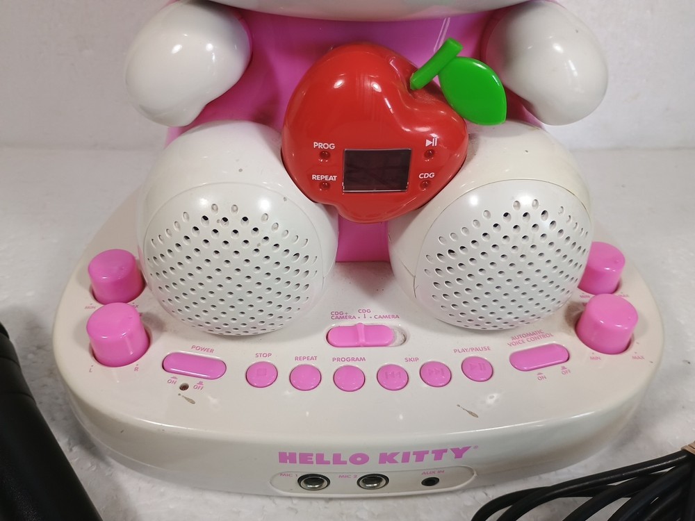 Hello Kitty CD+CDG Karaoke System w Video Camera Tested Missing Cords
