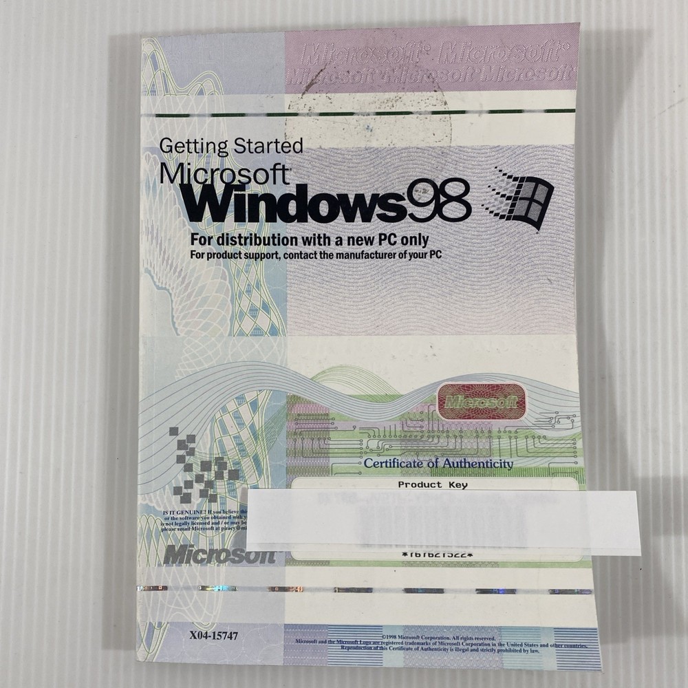 Microsoft Windows 98 Getting Started Manual No CD Vintage