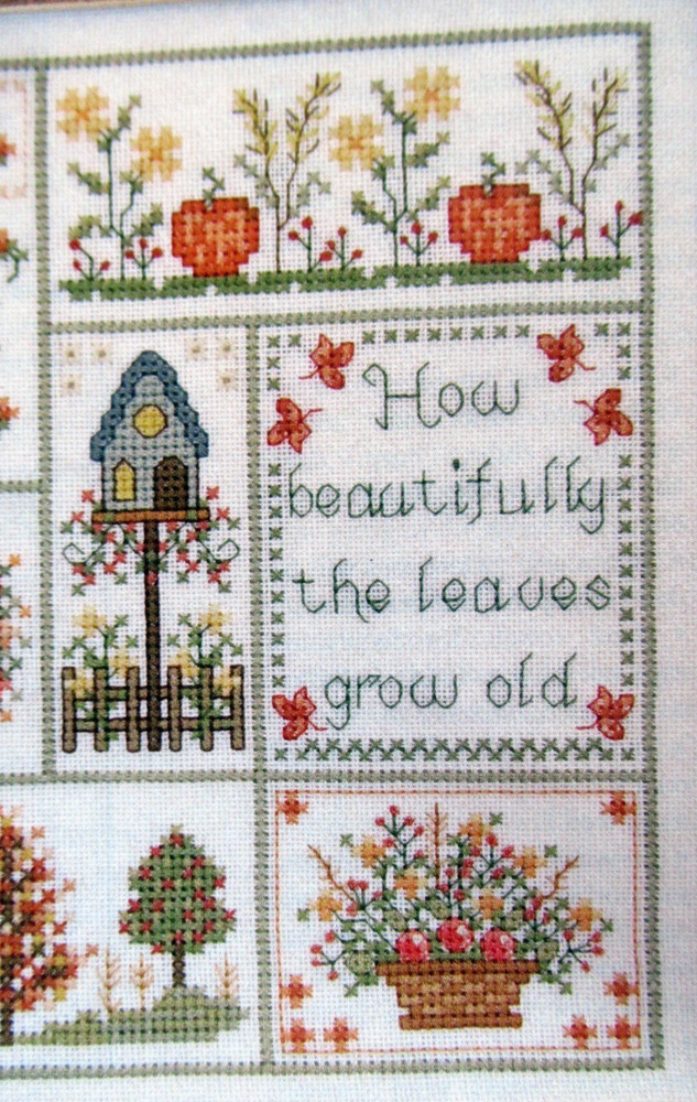 Autumntime Sampler Kitty Pumpkin Fall Tree Tombstone Angel CROSS STITCH PATTERNS