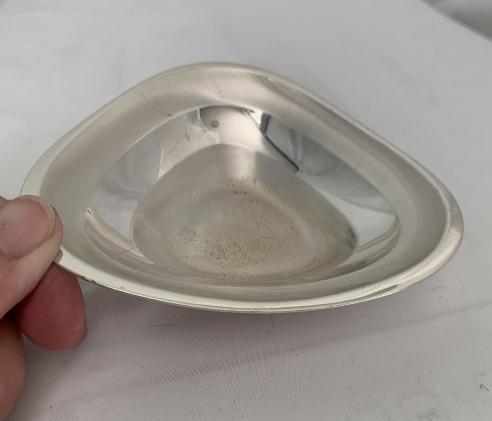 WMF Ikora Silver Plated Triangular Bowl 6" Germany Tarnish Resistant Vtg Flaw