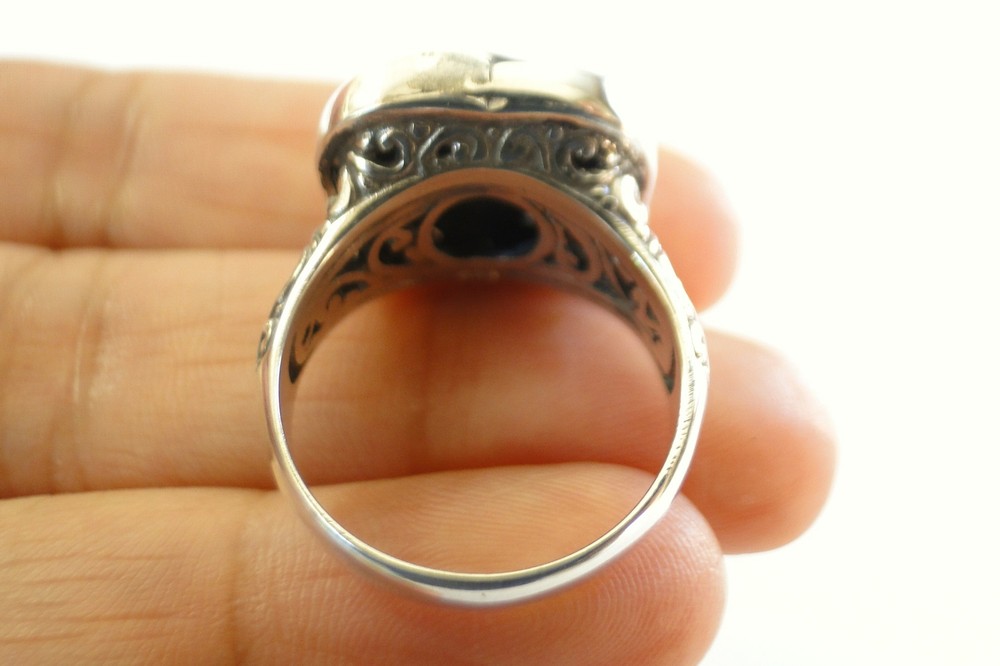 Black Onyx Solitaire 925 Sterling Silver Ring Size 6 7 8