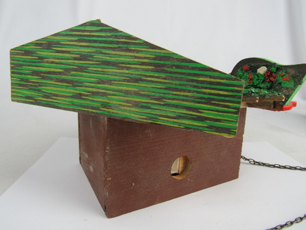 cuckoo clock vintage CHALET old Germany painted 1960's