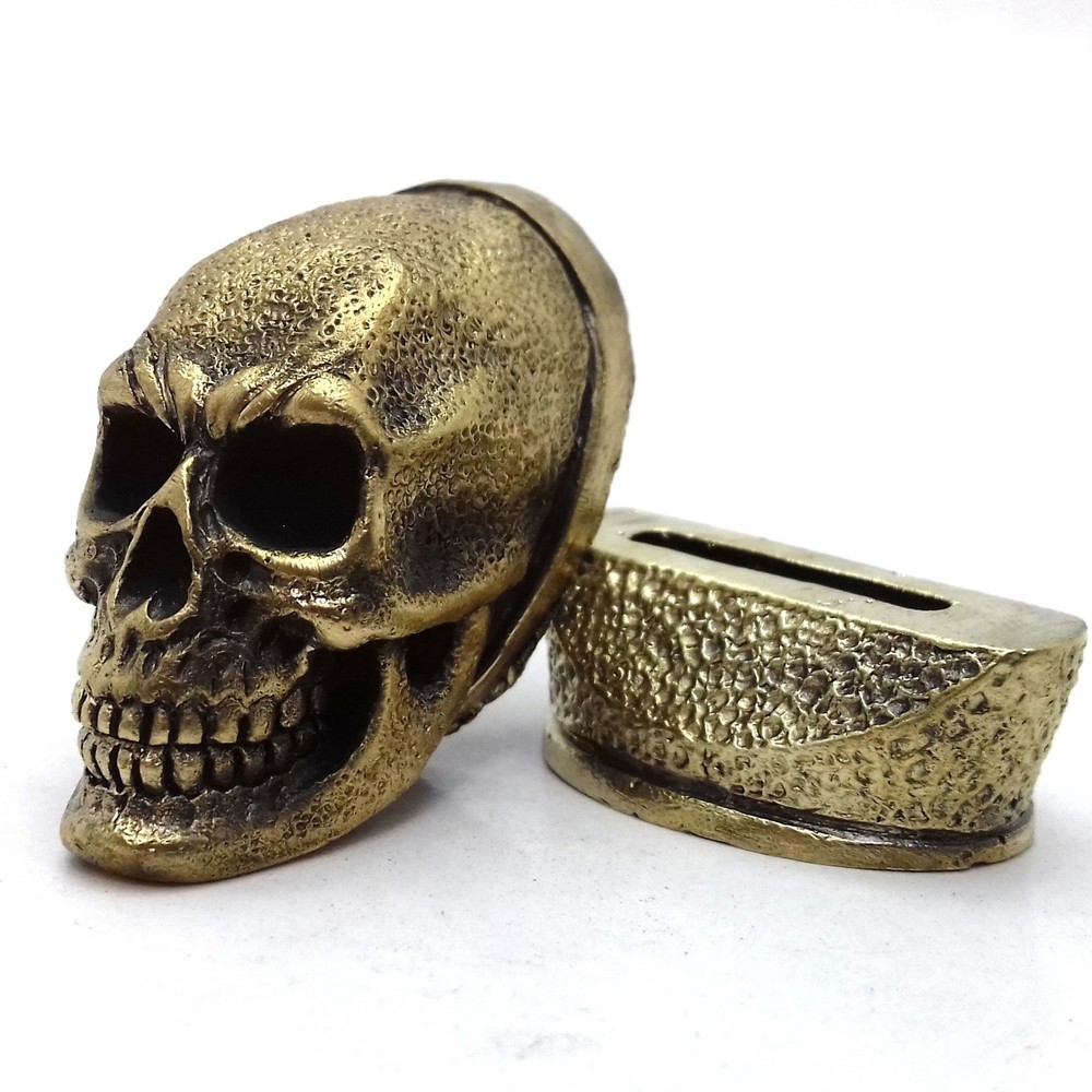 SET SKULL SOLID BRONZE FINGER GUARD BOLSTER & POMMEL CUSTOM KNIFE MAKING