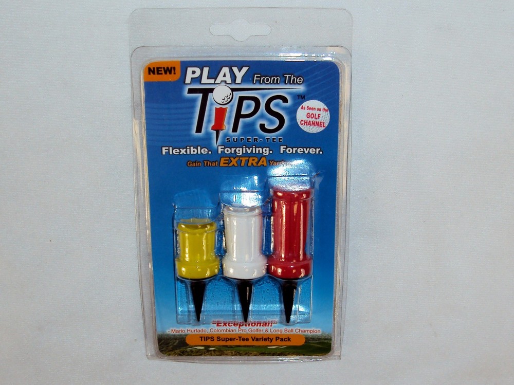TiPS Flexible Golf Tees ~ CASE LOT 6 PACKS ~ Assorted Sizes, 3 Tees Per Pack