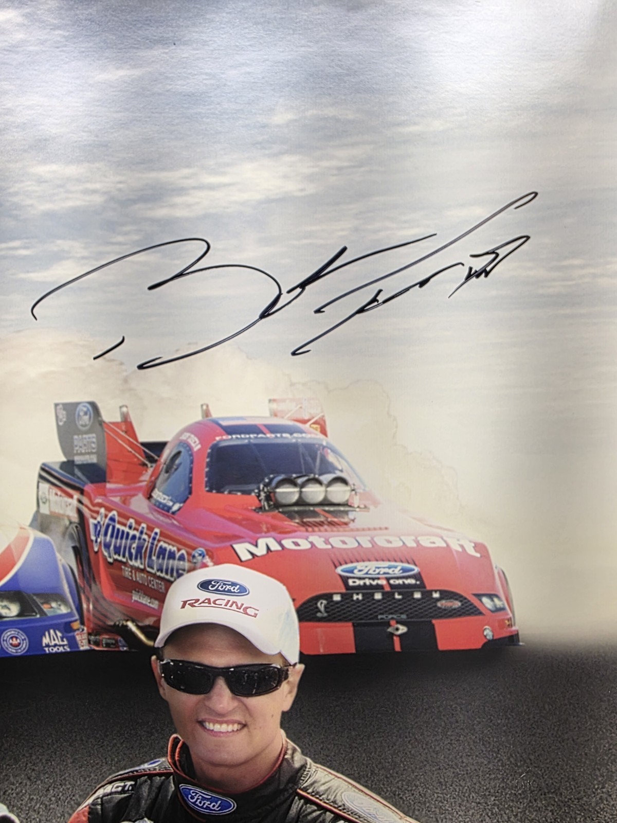 36" X 24" Autographed Ford Mustang Funny Car Poster John Force, Bob Tasca iii,