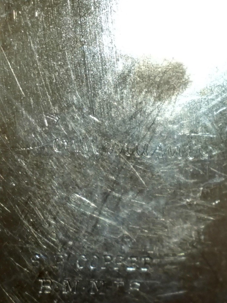 VTG Silverplate on Copper Baby Drinking Cup Community Interior Gold Wash Lily