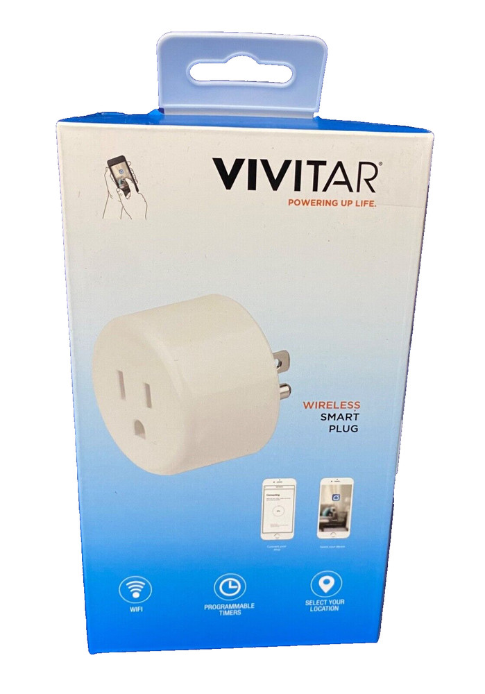 Vivitar Wireless Smart Plug, WIFI, Programable, Location, App Control, Brand New