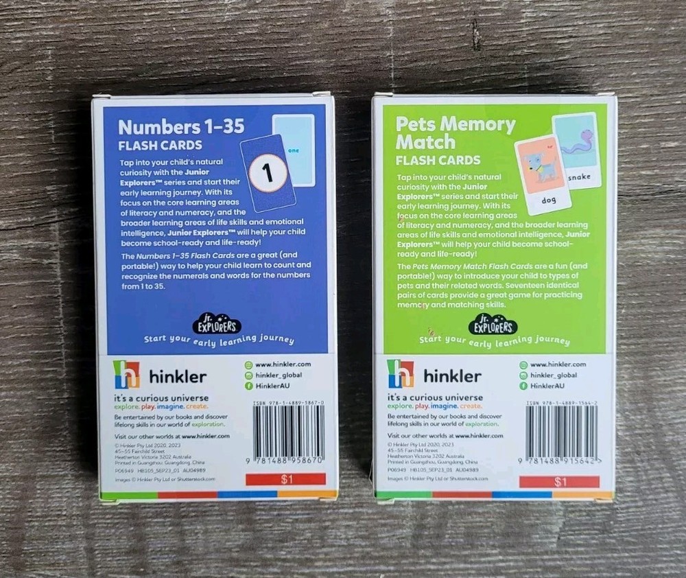 Jr. Explorer's Hinkler Flash Cards: Numbers & Pets Memory Match