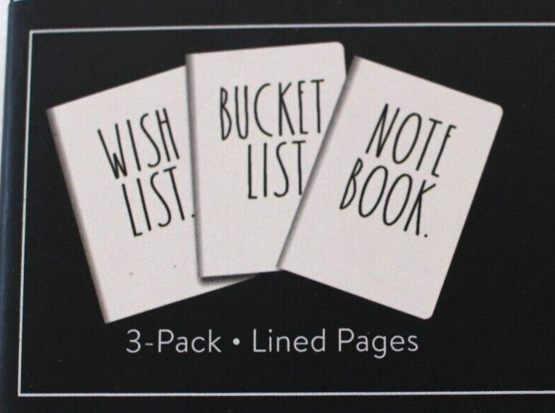 Rae Dunn 3 Pack Notebooks Wish List Bucket List Note Book