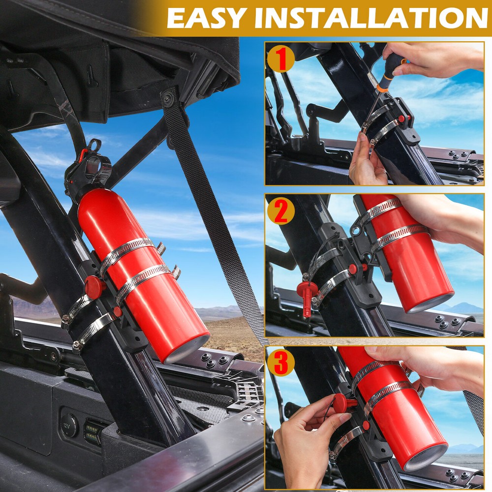 UTV Car Fire Extinguisher Holder Mount Bracket Adjustable Compatible with FOR JK