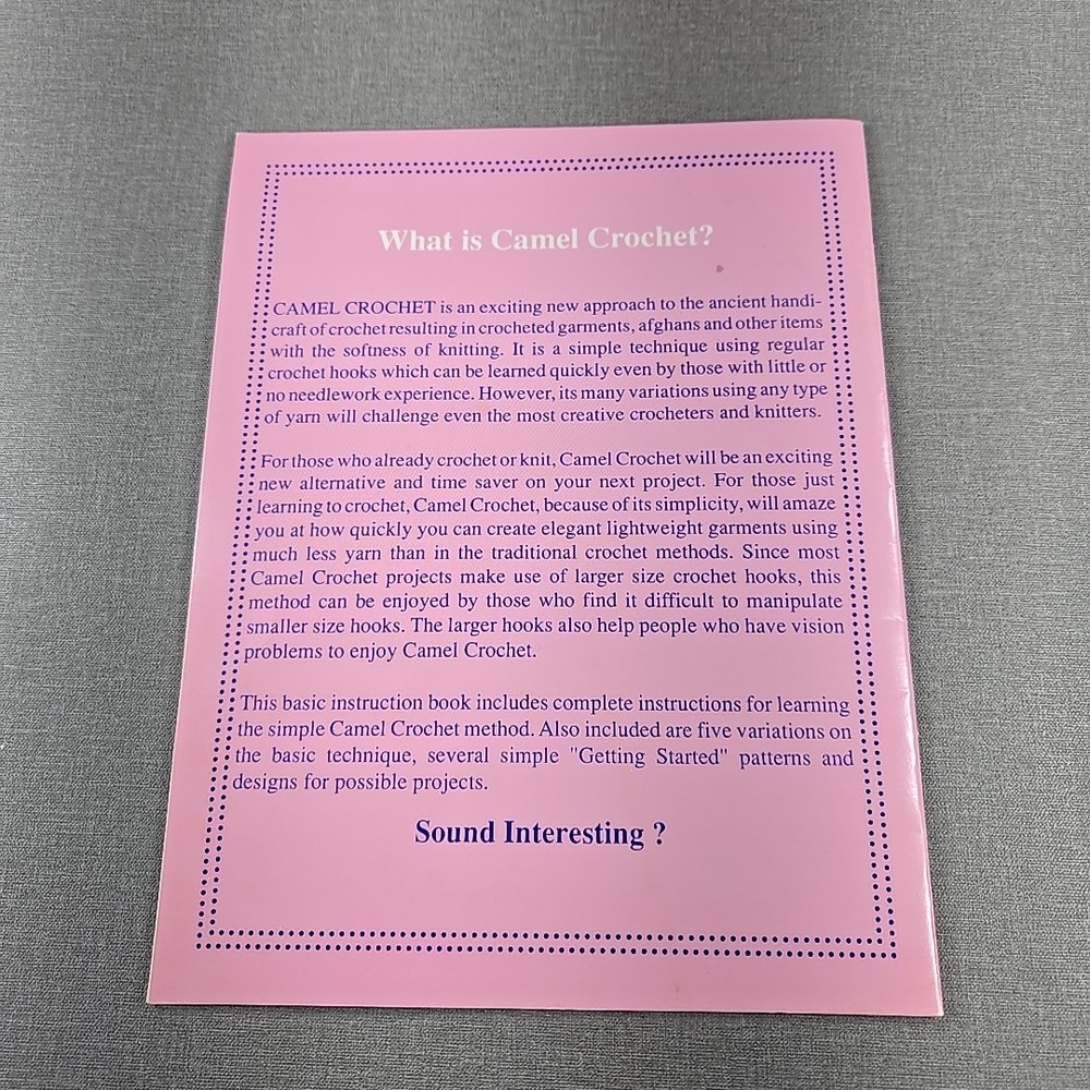 Camel Crochet Basic Instruction Book & 4 Starter Patterns Naka Pillman