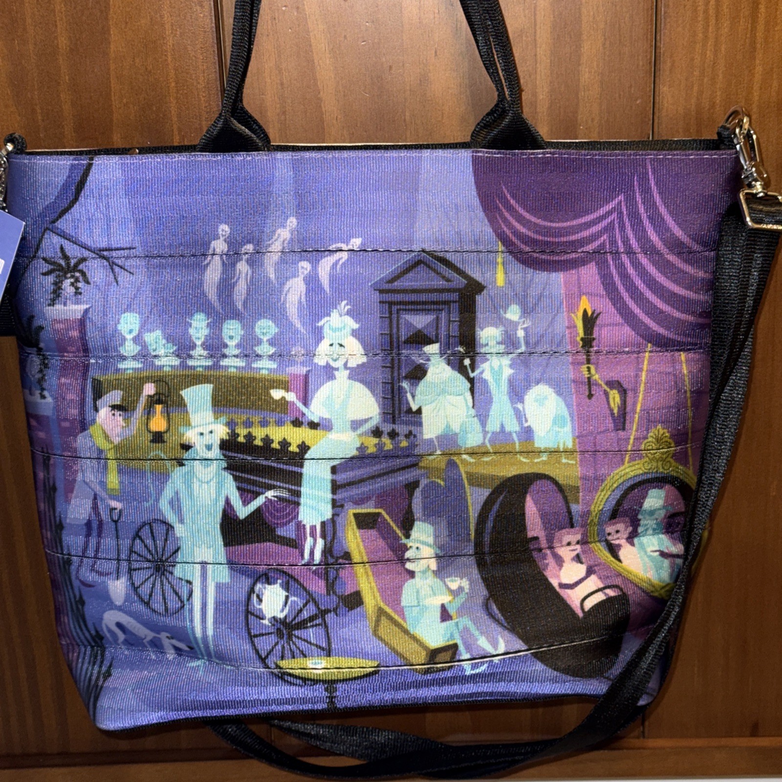 Harveys Seatbelt Disney Haunted Mansion 50th Anniversary Medium Tote Purse